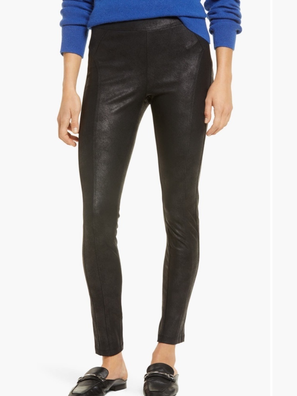 Wit & Wisdom Coated Ponte Black Leggings size L